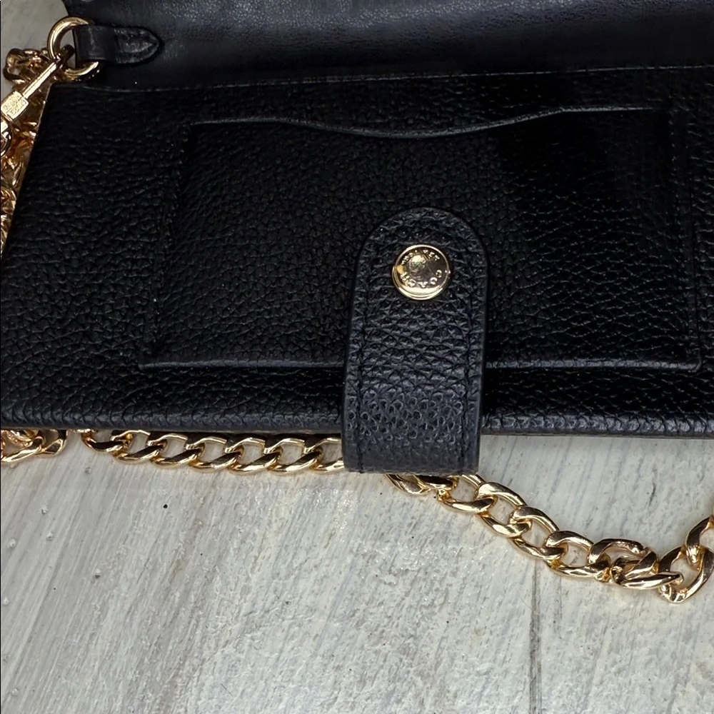 Coach Black Leather Wallet on Chain